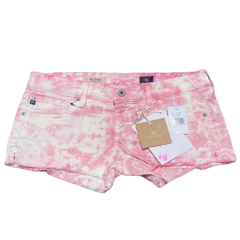 AG Adriano Goldschmied Daisy Low Rise Pink Tie Dye Women's Shorts 28 NWT